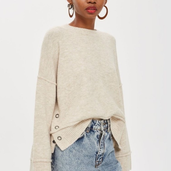 Topshop Sweaters - Topshop | Mo Seam Detail Popper Sweater